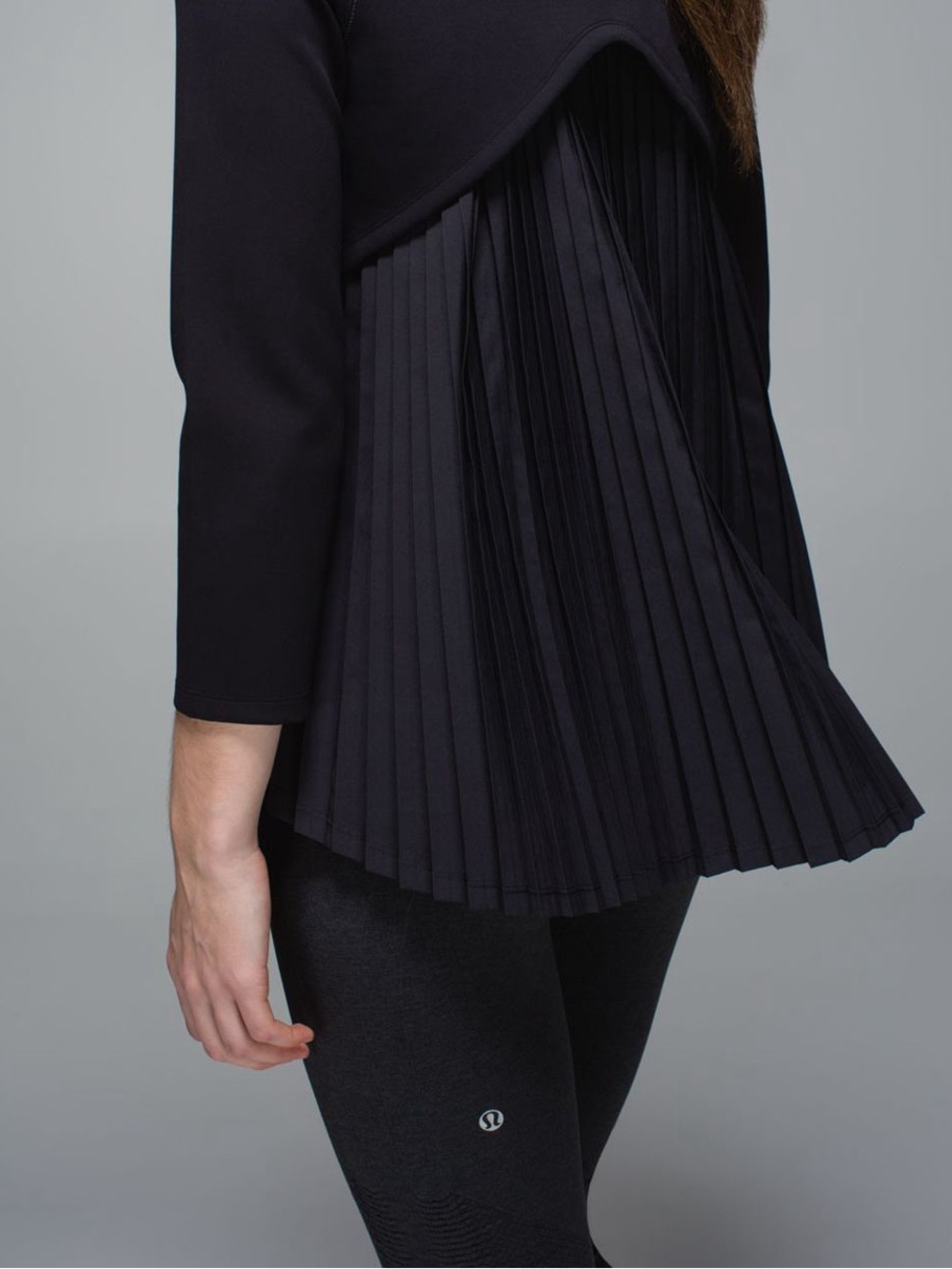 Lululemon pleat On Long Sleeve Black Top Size  6 Yoga Workout Pickleball Active